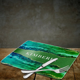 Planche À Découper Nom en marbre vert émeraude