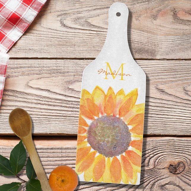 Planche À Découper Nom Monogram Sunflower (Créateur téléchargé)