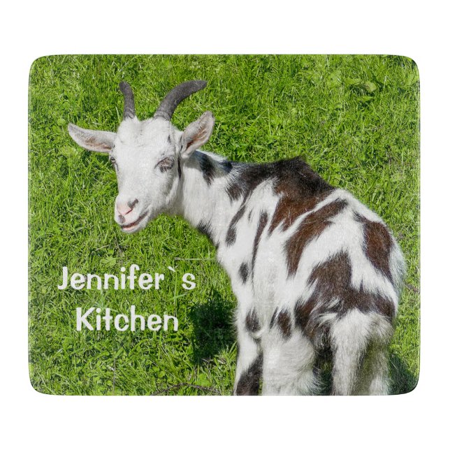 Planche À Découper Nom personnalisé de l'animal de ferme caprin (Devant)