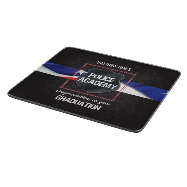 Planche À Découper Nom personnalisé, diplôme de l'académie de police (Coin)