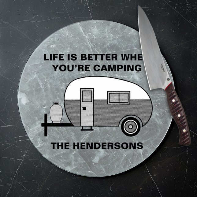 Planche À Découper Nom personnalisé et phrase Cute Camper Camper Camp (Créateur téléchargé)