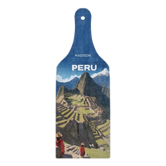 Planche À Découper Nom personnalisé Pérou Machu Picchu (Devant)