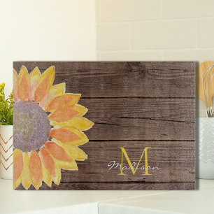 Planche À Découper Nom rustique Monogram Floral