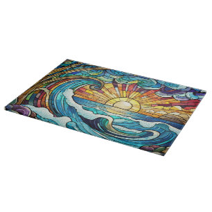 Planche À Découper Océan de verre tendu au coucher du soleil