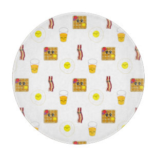 Planche À Découper Oeufs frits, bacon, gaufres et jus d'orange