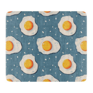 Planche À Découper Oeufs frits sur le bleu