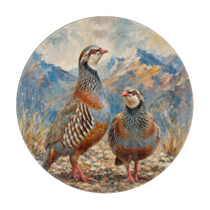 Planche À Découper Œuvre d'art de couple de perdrix chukar