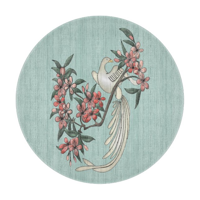 Planche À Découper Oiseau blanc - Fleurs de cerisiers Charcuterie Boa (Devant)