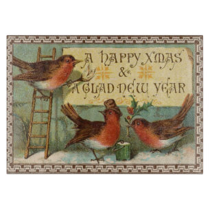 Planche À Découper Oiseaux de Noël vintage