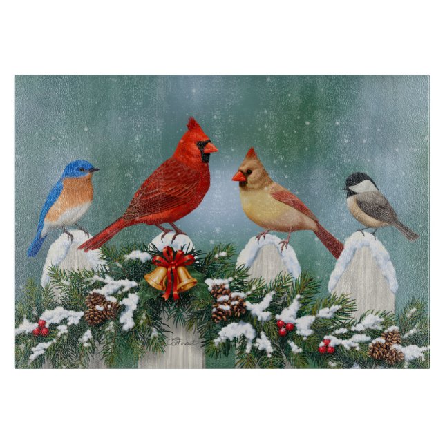 Planche À Découper Oiseaux de vacances et Garland de Noël (Devant)