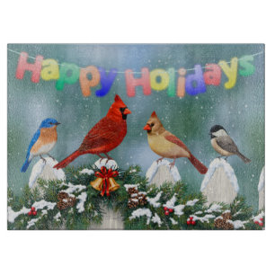 Planche À Découper Oiseaux de vacances et Garland de Noël