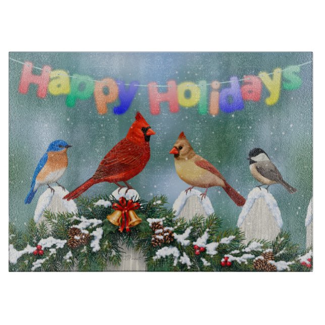 Planche À Découper Oiseaux de vacances et Garland de Noël (Devant)