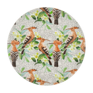 Planche À Découper Oiseaux exotiques sur dentelle