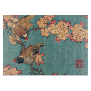 Planche À Découper Oiseaux Fleurs Hokusai Art Japonais