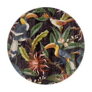 Planche À Découper Oiseaux tropicaux : Feuilles Vintages & Fleurs