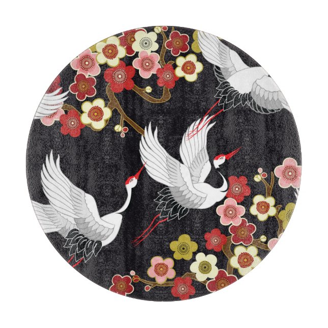 Planche À Découper Oiseaux volants : Heron de grue japonais. (Devant)