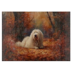 Planche À Découper Old English Sheepdog en automne Leaves Fall Inspir