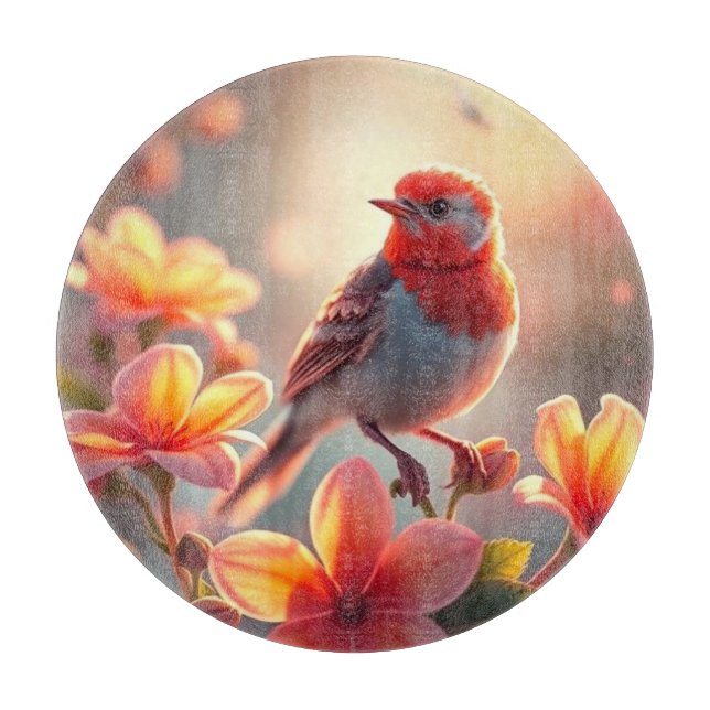 Planche À Découper Orange Bird Floral Cutting Board (Devant)