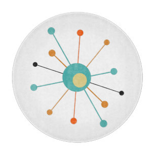 Planche À Découper Orange Turquoise L'Âge Atomique Commencé Mi-Siècle