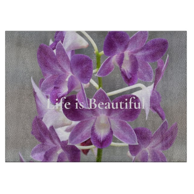 Planche À Découper Orchidées violettes Kauai Hawaii (Devant)