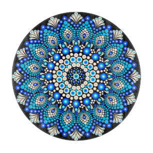 Planche À Découper Oreiller décoratif à motif mandala bleu Déco bohèm