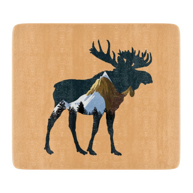 Planche À Découper Orignal de la Forêt de Nuit (Devant)