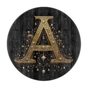 Planche À Découper Orné Lettre A Or En Luxe Monogramme Vintage