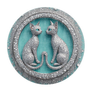 Planche À Découper Ornement de chat en cristal double unique Sculptur