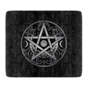 Planche À Découper Ornement du pentagramme - Argent et Noir