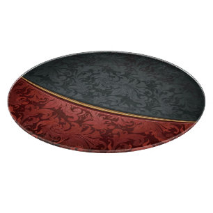 Planche À Découper Ornement vintage rouge et noir