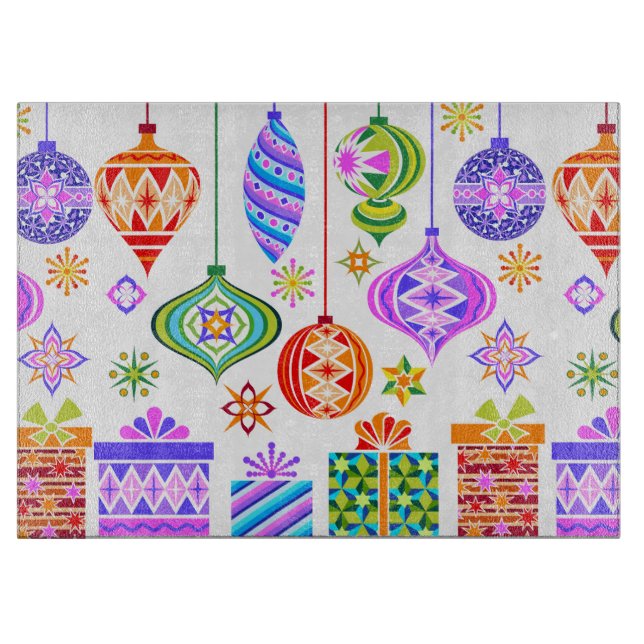 Planche À Découper Ornements de Noël rétro (Devant)