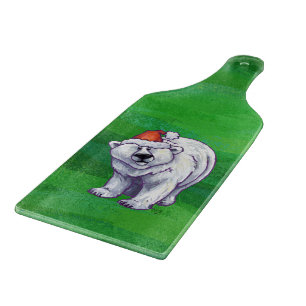 Planche À Découper Ours polaire Noël sur vert