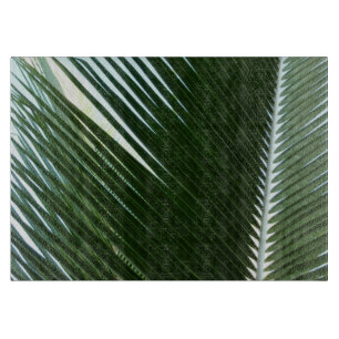 Planche À Découper Overlapping Palm Fronds Tropical Green Abstract