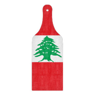 Planche À Découper Pagaie à découper en verre avec drapeau du Liban