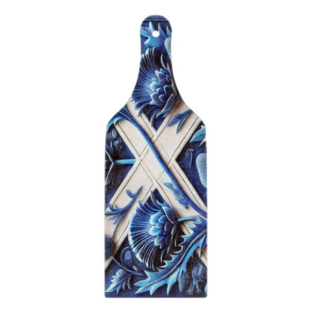 Planche À Découper Pagaie à découper en verre Scottish Thistles (Devant)