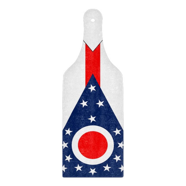 Planche À Découper Pagaie de plateau de verre avec drapeau de l'Ohio (Devant)