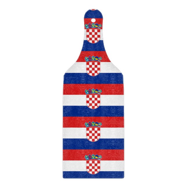 Planche À Découper Pagaie en verre avec drapeau de Croatie (Devant)