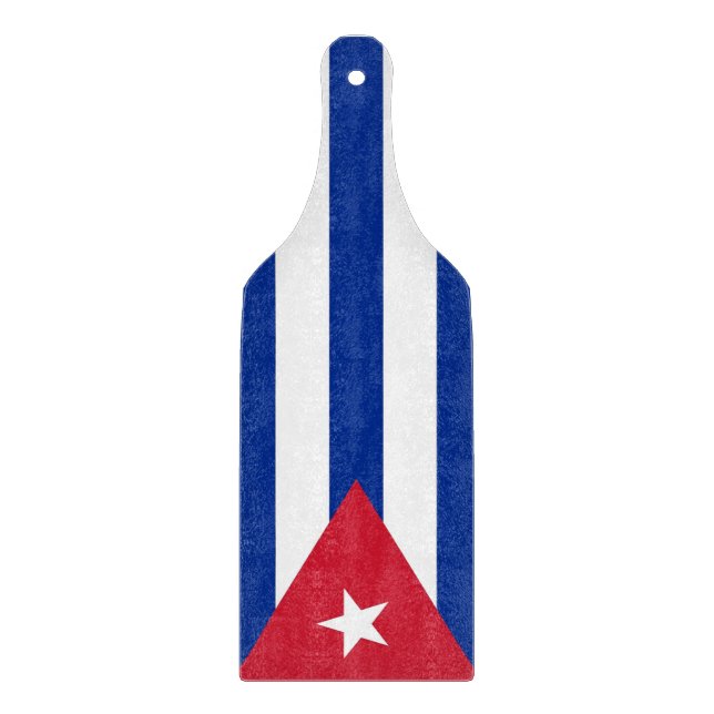 Planche À Découper Pagaie en verre avec drapeau de Cuba (Devant)