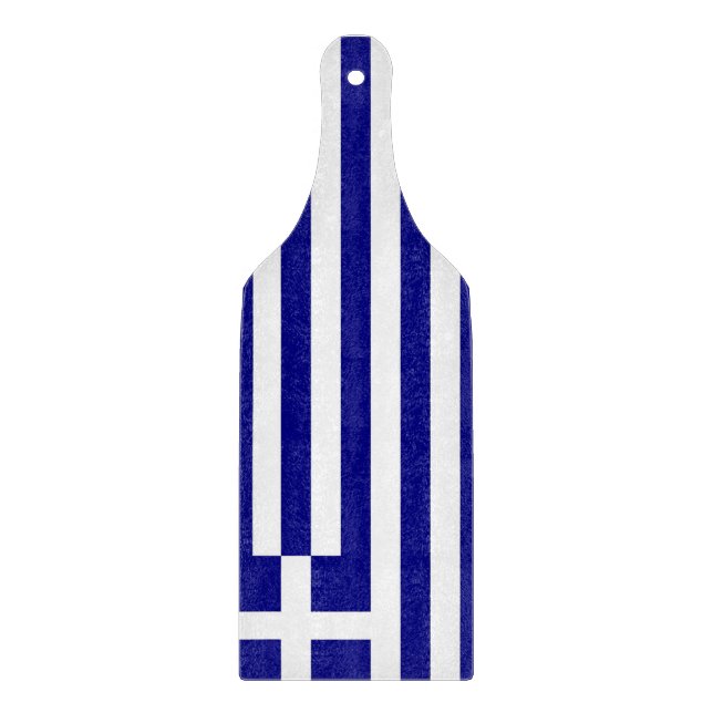 Planche À Découper Pagaie en verre avec drapeau de la Grèce (Devant)