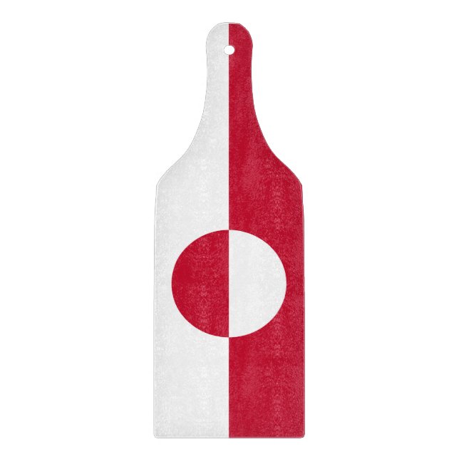 Planche À Découper Pagaie en verre avec drapeau du Groenland (Devant)