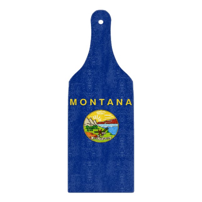 Planche À Découper Pagaie en verre avec drapeau du Montana (Devant)