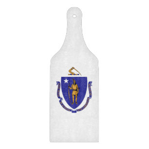 Planche À Découper Pagaie en verre avec drapeau Massachusetts