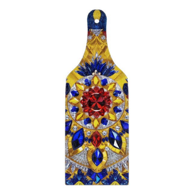Planche À Découper Pagaie en verre Couleurs roumaines (Devant)