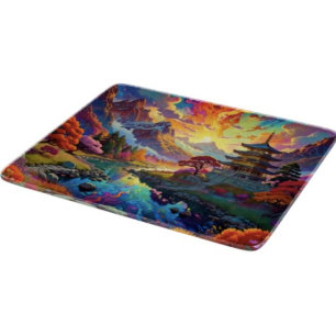 Planche À Découper Pagode et paysage coloré 