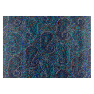 Planche À Découper Paisley Blue Indian Boho Motif