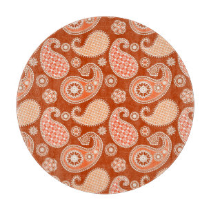 Planche À Découper Paisley motif, Mandarin Orange et Blanc