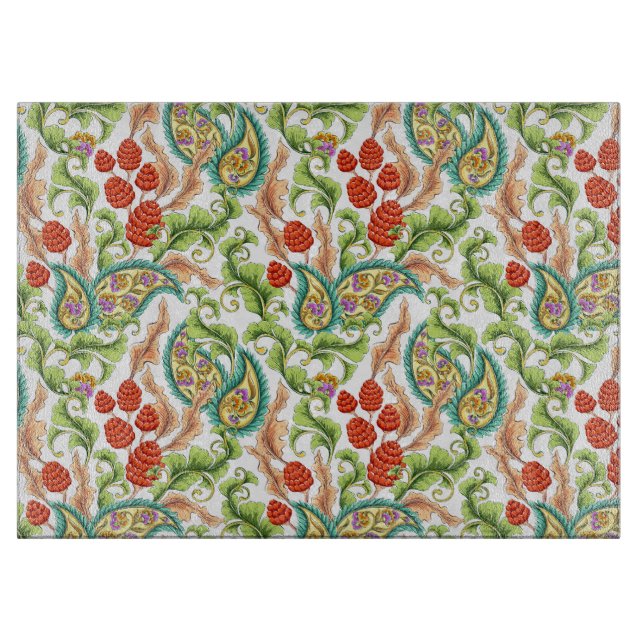 Planche À Découper Paisley Red Raspberries Garden Cutting Board (Devant)