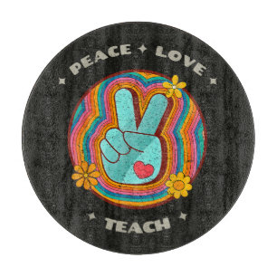 Planche À Découper Paix Amour Enseigner Vintage Rétro 70s Hippie