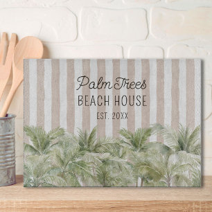 Planche À Découper Palmiers tropicaux Beige Stripes Maison de plage