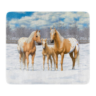 Planche À Découper Palomino Appaloosa Chevaux En Neige